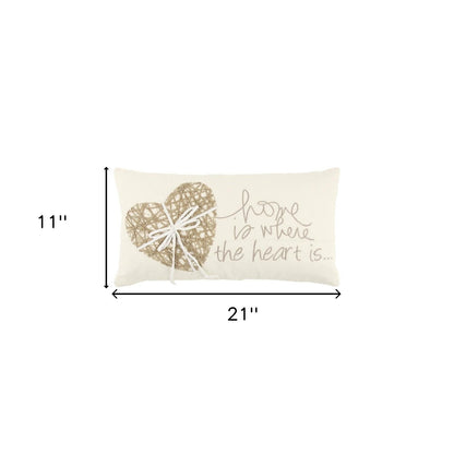 Ivory Home is Where the Heart Is Lumbar Pillow
