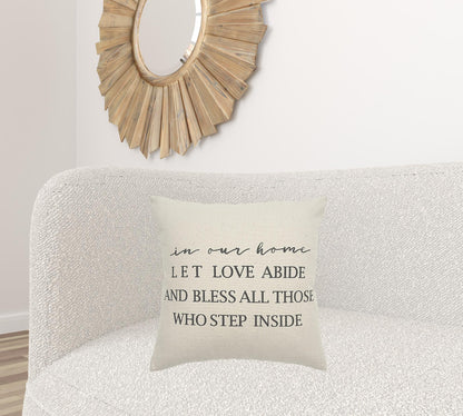 Gray Taupe Canvas Let Love Abide Throw Pillow