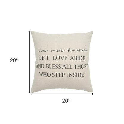 Gray Taupe Canvas Let Love Abide Throw Pillow