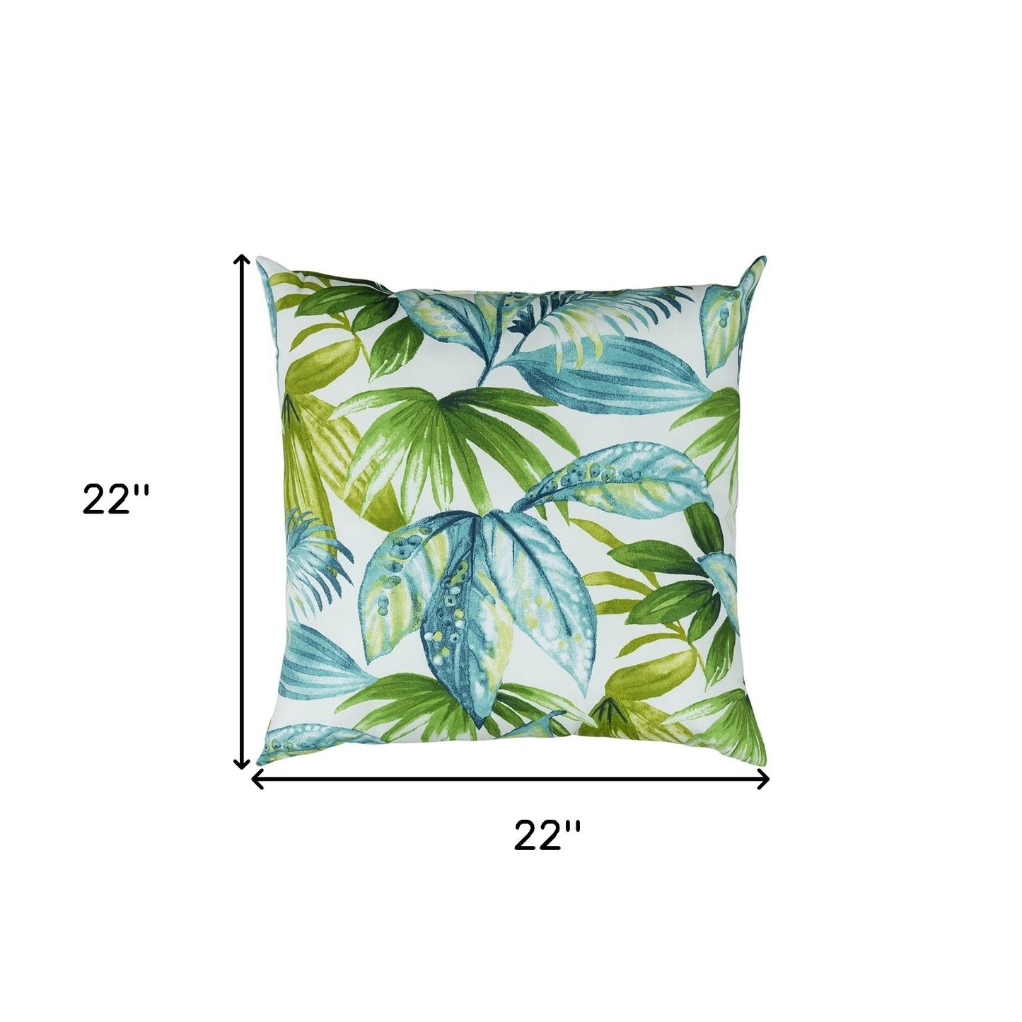 Blue Green Tropical Foliage Indoor Outdoor Throw Pillow