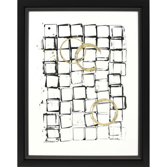 Necessary Objects Black White and Gold Abstract Black Shadowbox Print Wall Art
