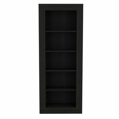 70" Black Wengue Five Tier Standard Bookcase