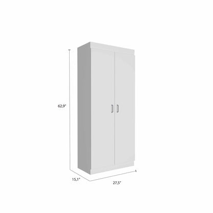 63” Classic White Pantry Cabinet with Two Full Size Doors