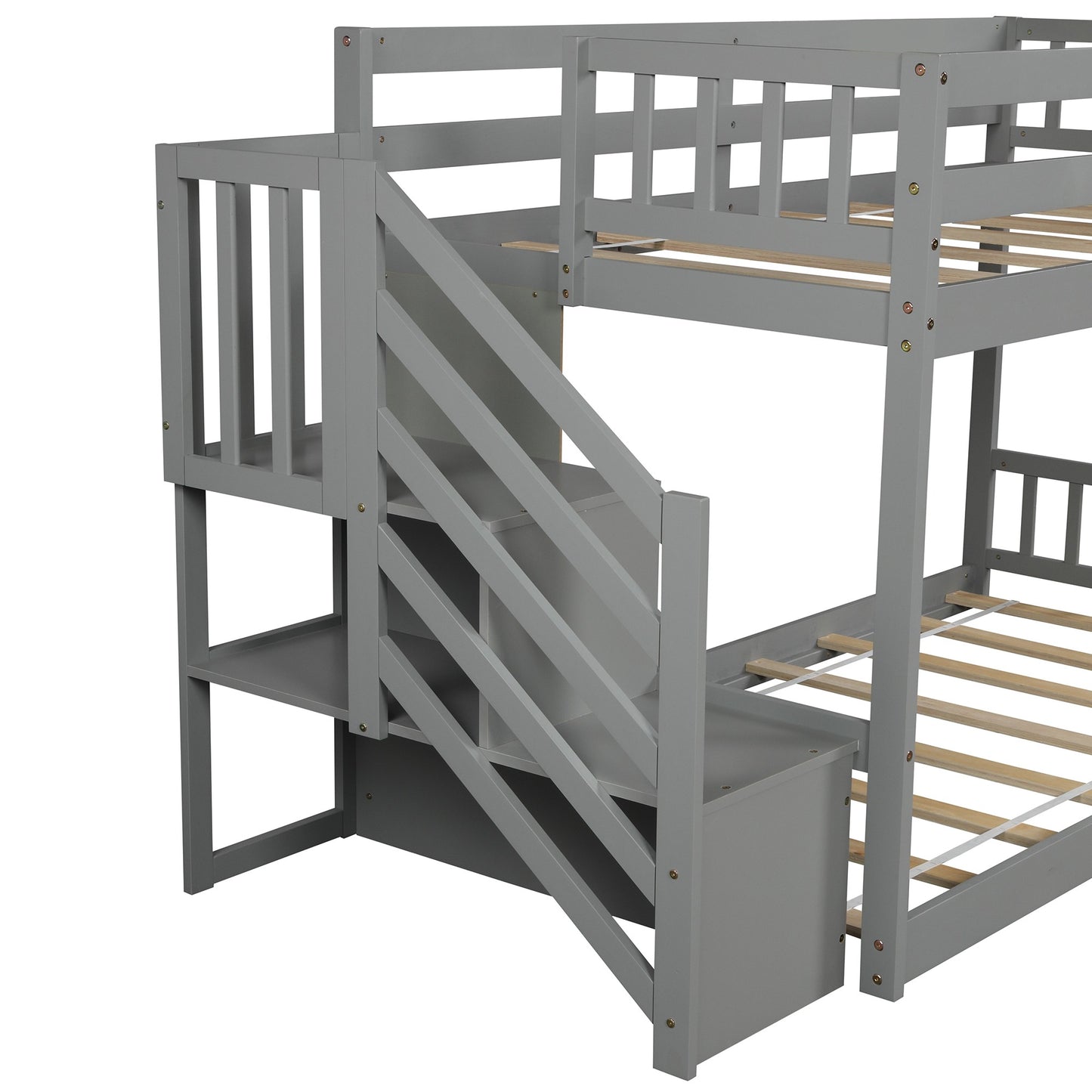 Gray Twin Over Twin Staircase Bunk Bed