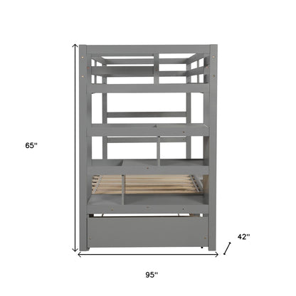 Gray Twin Over Twin Contemporary Bunk Bed With Stairs