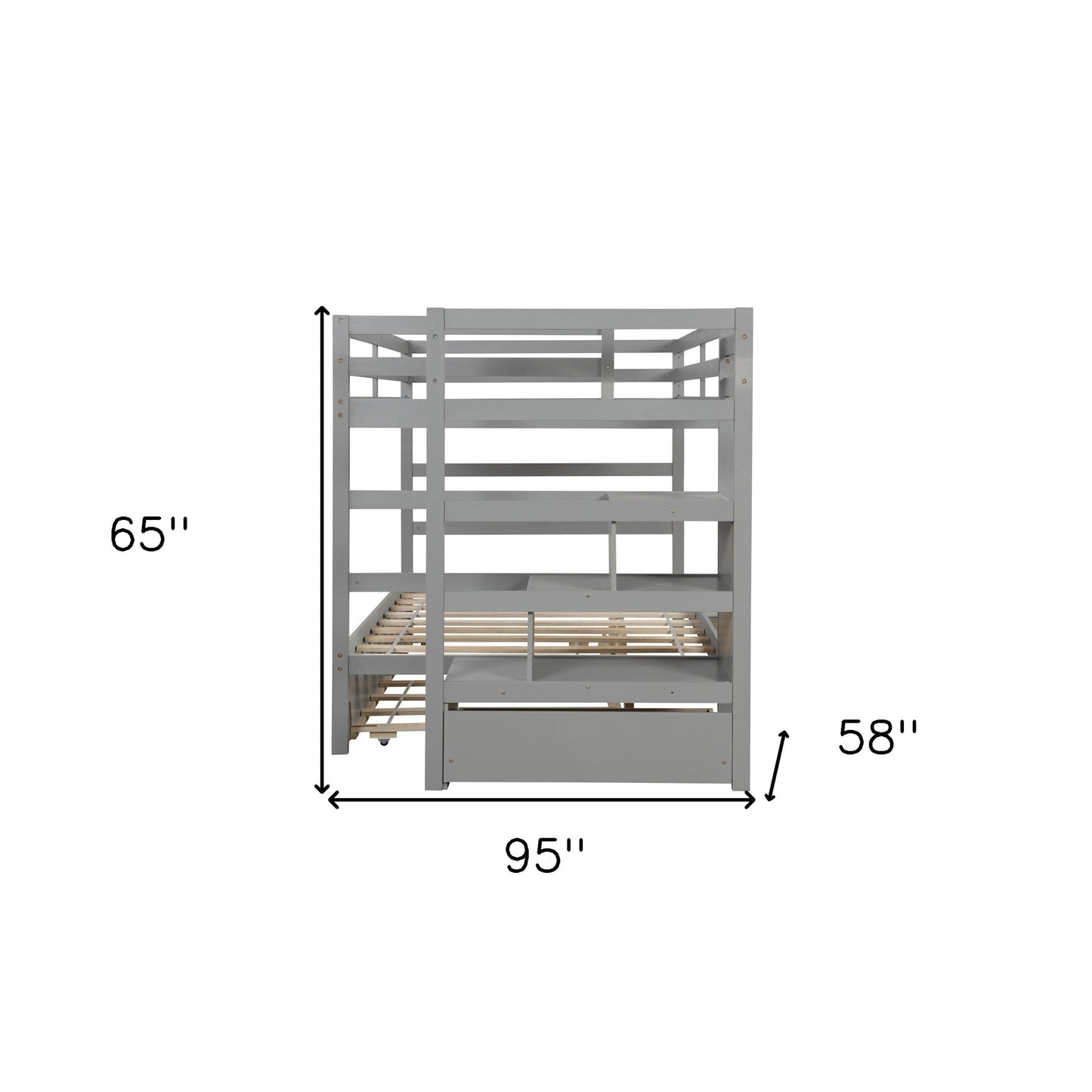 Gray Full Over Full Contemporary Bunk Bed With Stairs