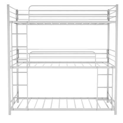 Silver Twin Over Twin Over Twin Traditional Bunk Bed