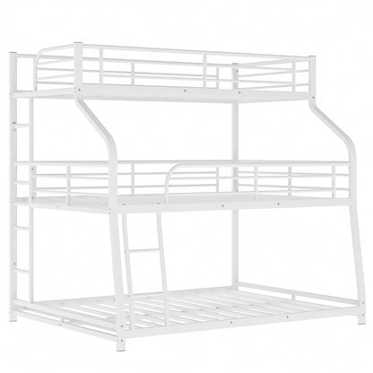 White Twin XL over Full XL over Queen Size Bunk Bed