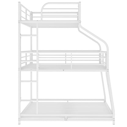 White Twin XL over Full XL over Queen Size Bunk Bed