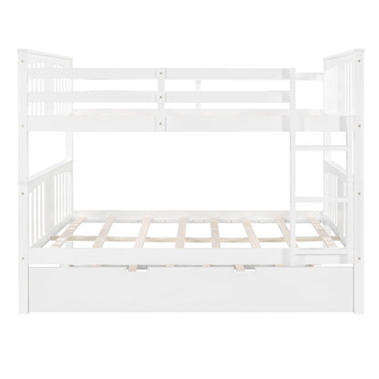 White Double Full Size Over Twin Trundle Bunk Bed