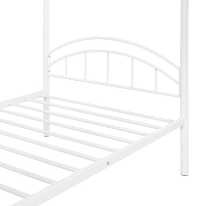 White Modern Classic Twin Over Twin Metal Bunk Bed