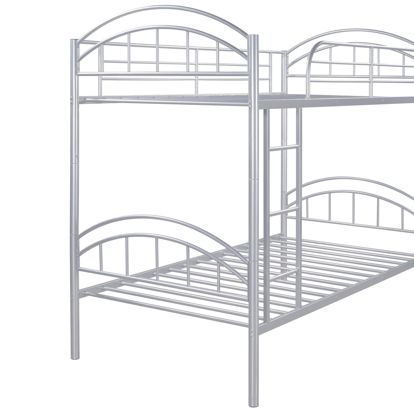 Silver Modern Classic Twin Over Twin Metal Bunk Bed