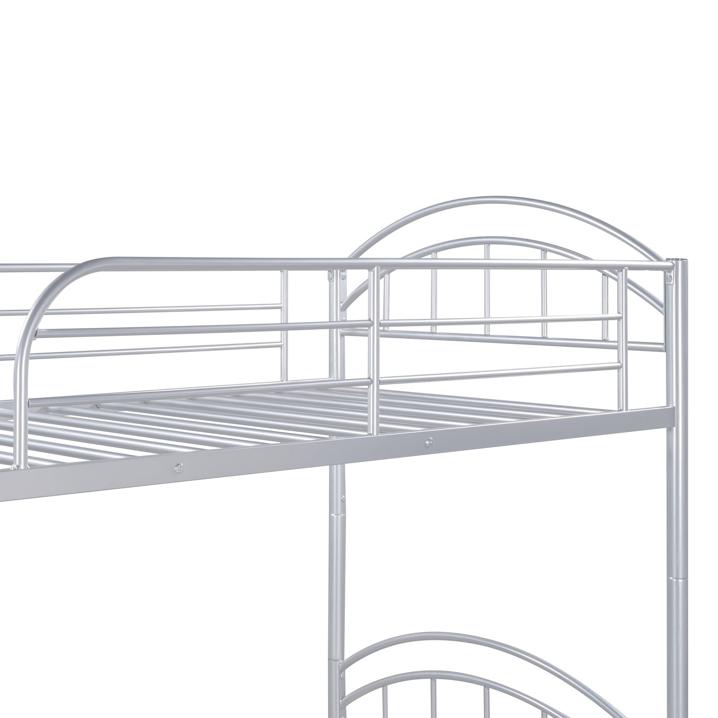 Silver Modern Classic Twin Over Twin Metal Bunk Bed