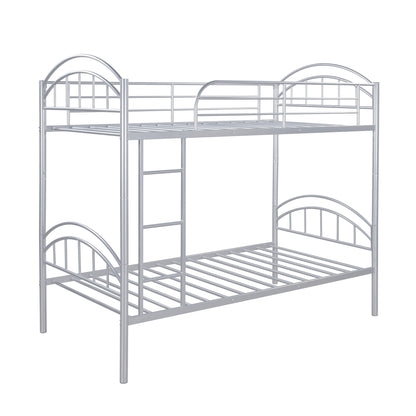 Silver Modern Classic Twin Over Twin Metal Bunk Bed