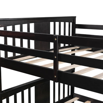 Modern Espresso Full Over Full Bunk Bed with Two Drawers