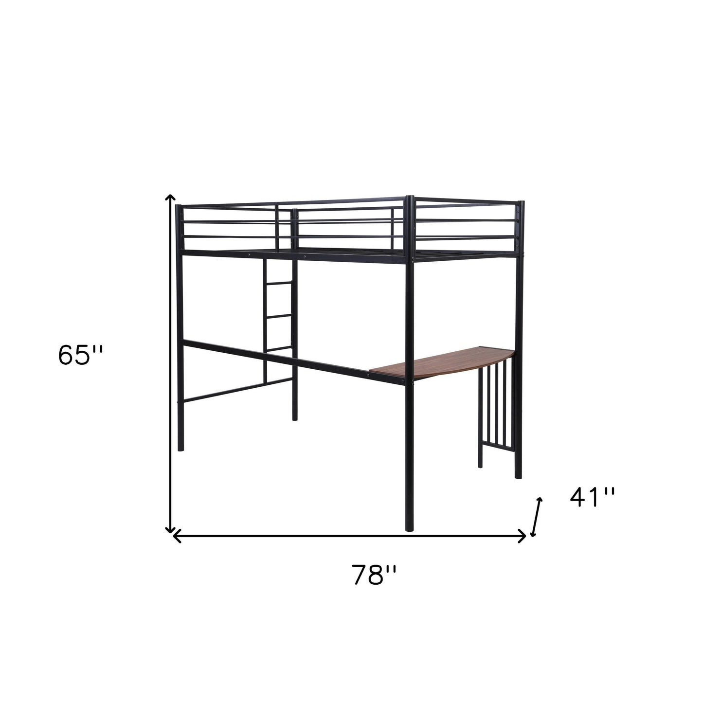 Black Metal Twin Size Loft Bed with Desk
