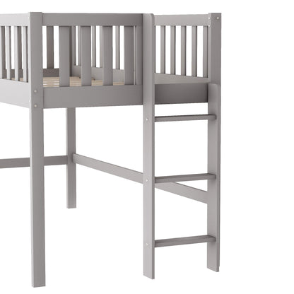 Gray Twin Traditional Manufactured Wood and Solid Wood Bunk Bed