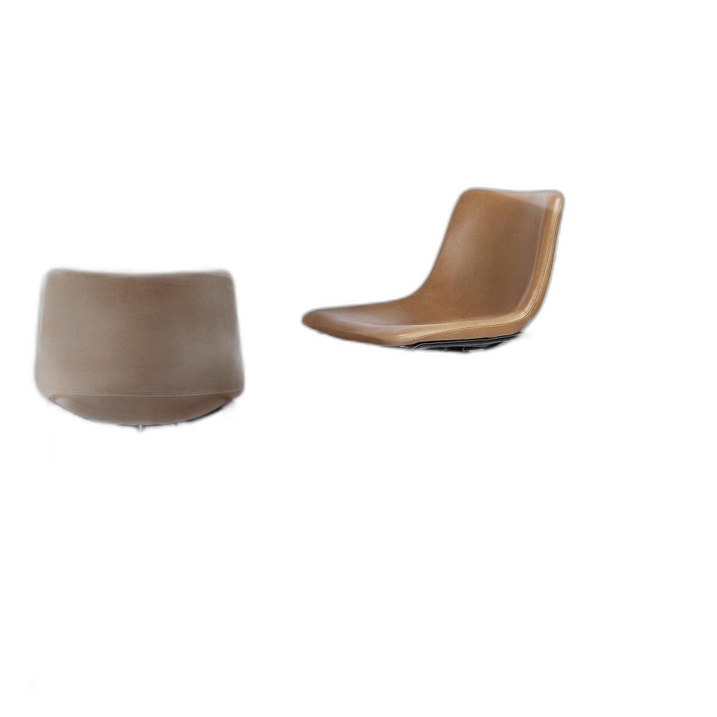 Set of Two Modern Carmel Faux Leather Bar Stools with Low Back