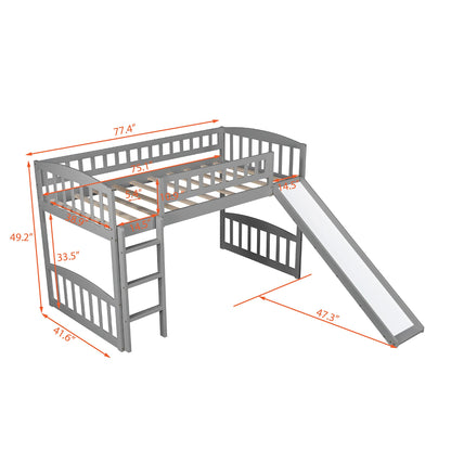 Gray Twin Traditional Manufactured Wood and Solid Wood Bunk Bed