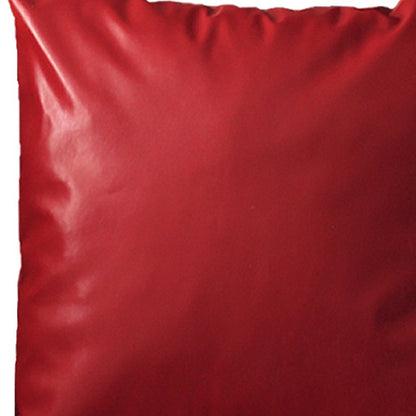 Set Of Two 17" X 17" Red Faux Leather Zippered Pillow Cover