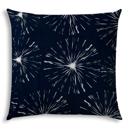 14" X 20" Navy Blue And White Blown Seam Floral Throw Indoor Outdoor Pillow