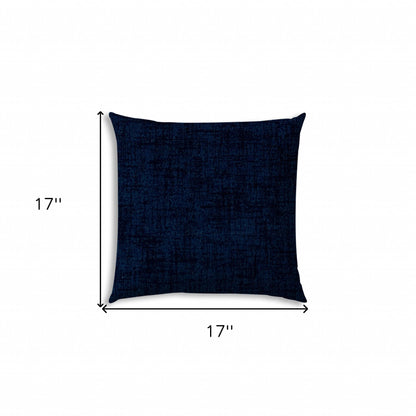17" X 17" Medium Blue Blown Seam Solid Color Lumbar Indoor Outdoor Pillow