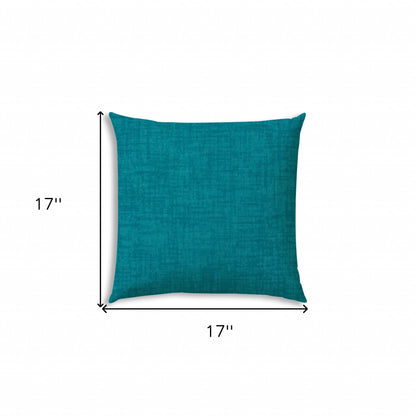 17" X 17" Aqua Blue Blown Seam Solid Color Lumbar Indoor Outdoor Pillow