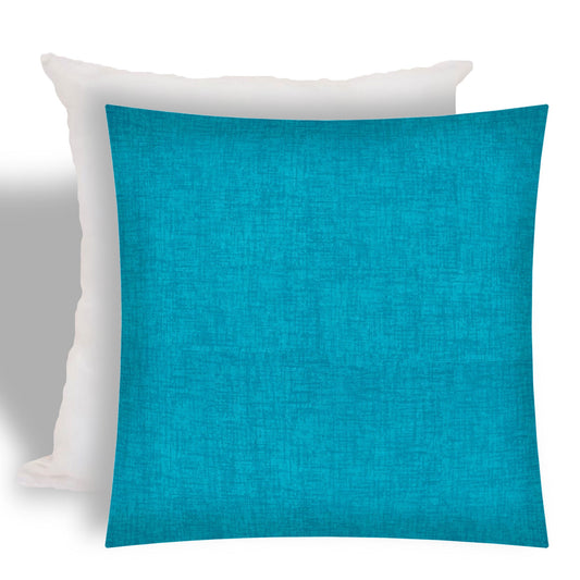 17" X 17" Aqua Blue Zippered Solid Color Throw Indoor Outdoor Pillow