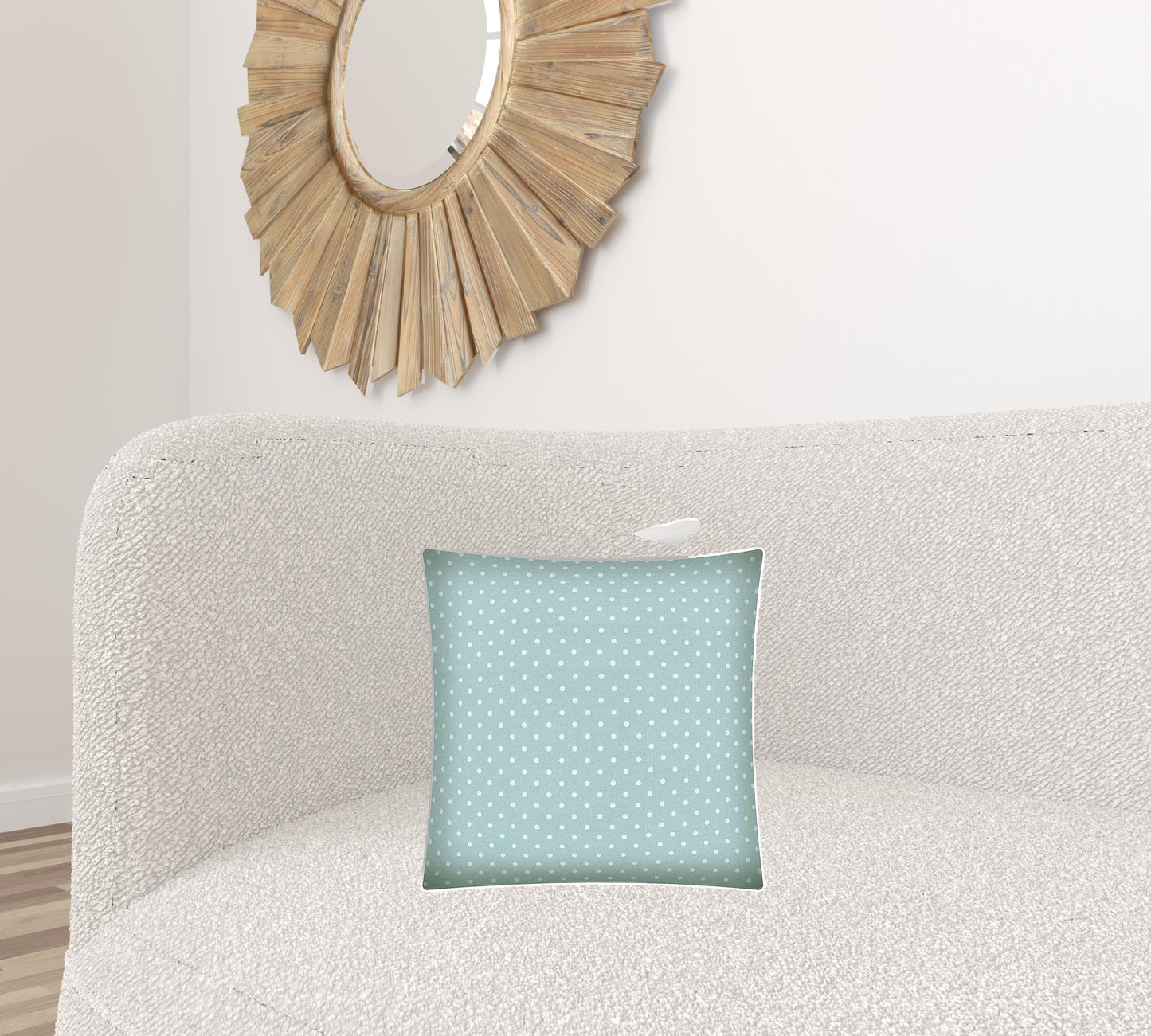 17" X 17" Seafoam And White Zippered Polka Dots Throw Indoor Outdoor Pillow
