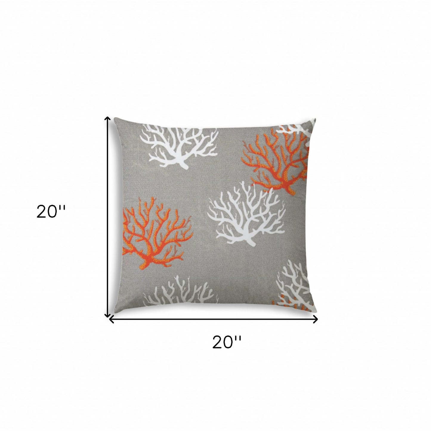 20" X 20" Gray And White Corals Blown Seam Coastal Throw Indoor Outdoor Pillow