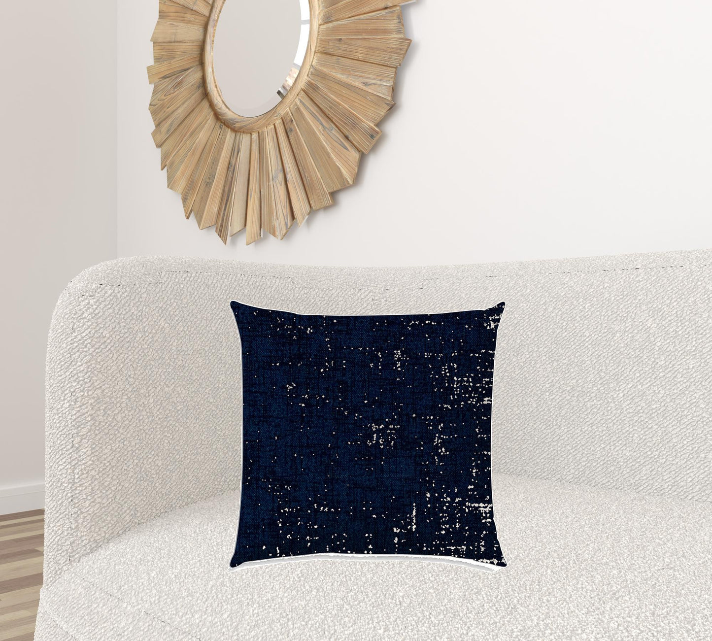 20" X 20" Medium Blue Blown Seam Solid Color Throw Indoor Outdoor Pillow