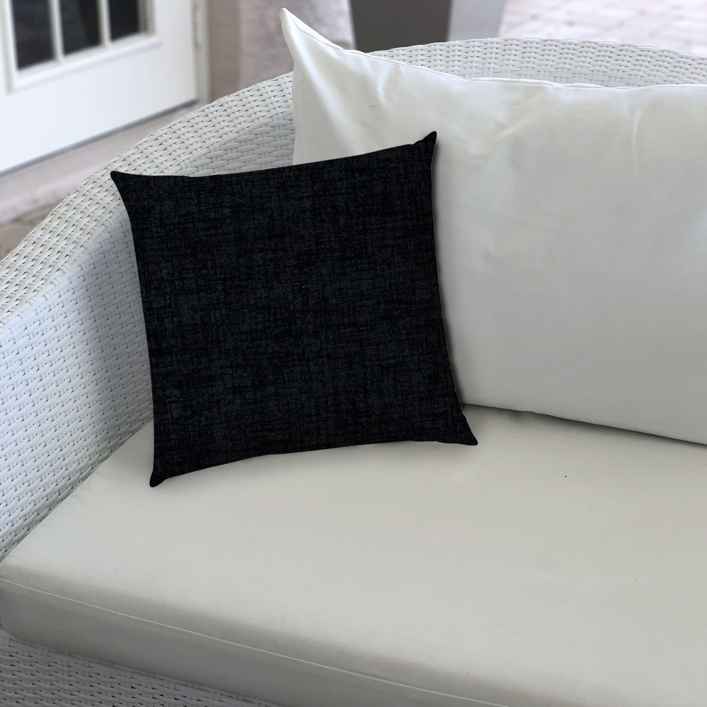 20" X 20" Gray And Black Blown Seam Solid Color Throw Indoor Outdoor Pillow