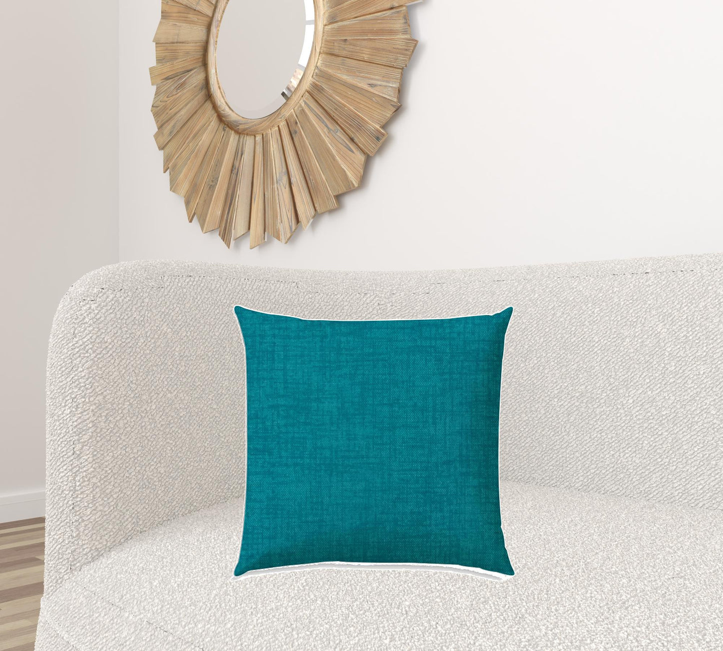 20" x 20" Teal Blue Blown Seam Solid Color Indoor Outdoor Throw Pillow