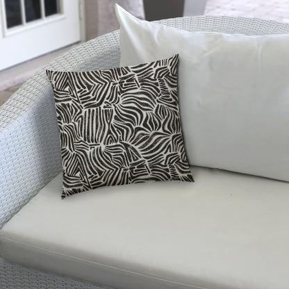 20" X 20" Black And White Safari Animals Blown Seam Animal Print Throw Indoor Outdoor Pillow