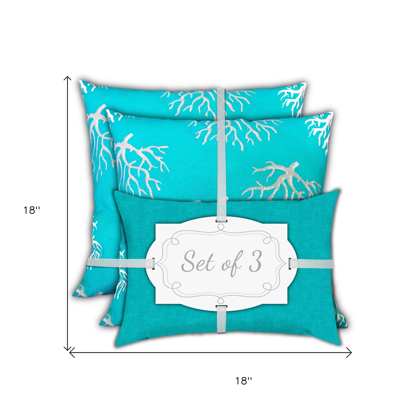 18" X 18" Ocean Blue And White Corals Zippered Coastal Throw Indoor Outdoor Pillow