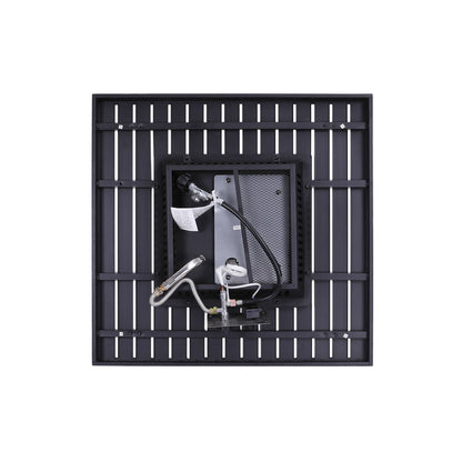 30" Black Square Slat Top Fire Pit Table with Lid