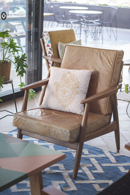 18” Gold White Hamsa Suede Zippered Throw Pillow