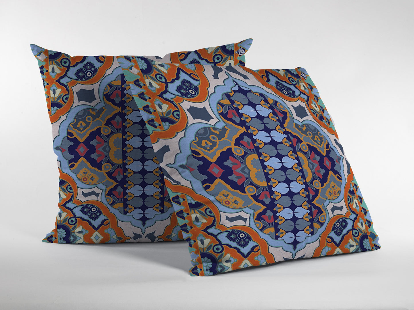 18" Orange Blue Boho Zippered Suede Throw Pillow