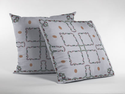 16” White Floral Suede Zippered Throw Pillow