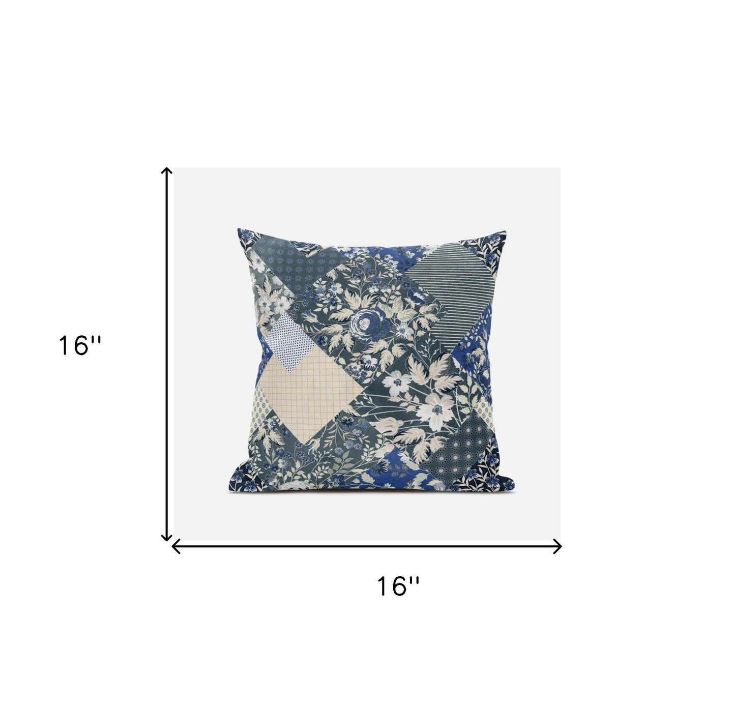 16" Gray Cream Floral Suede Throw Pillow