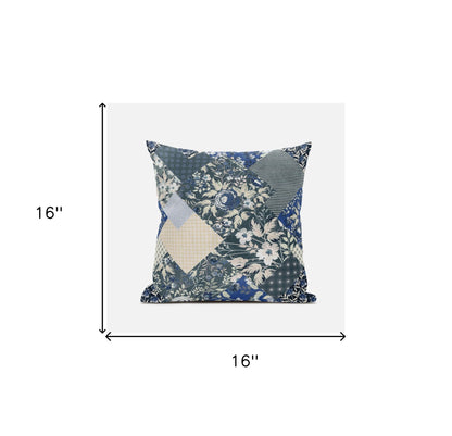 16" Gray Cream Floral Suede Throw Pillow