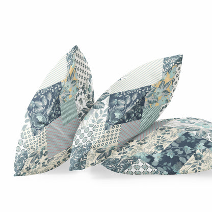 18" Gray White Floral Suede Throw Pillow