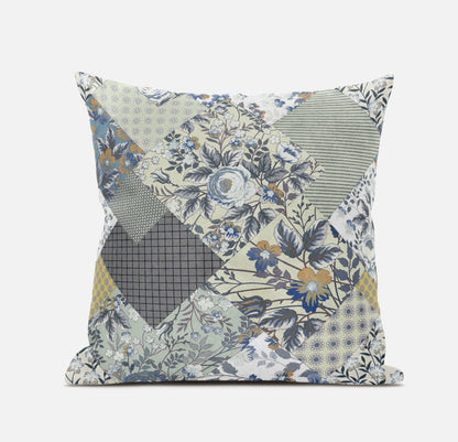 16" Sage Cream Floral Suede Throw Pillow