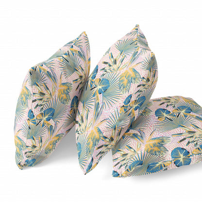 18” Blue Gold Tropical Suede Throw Pillow