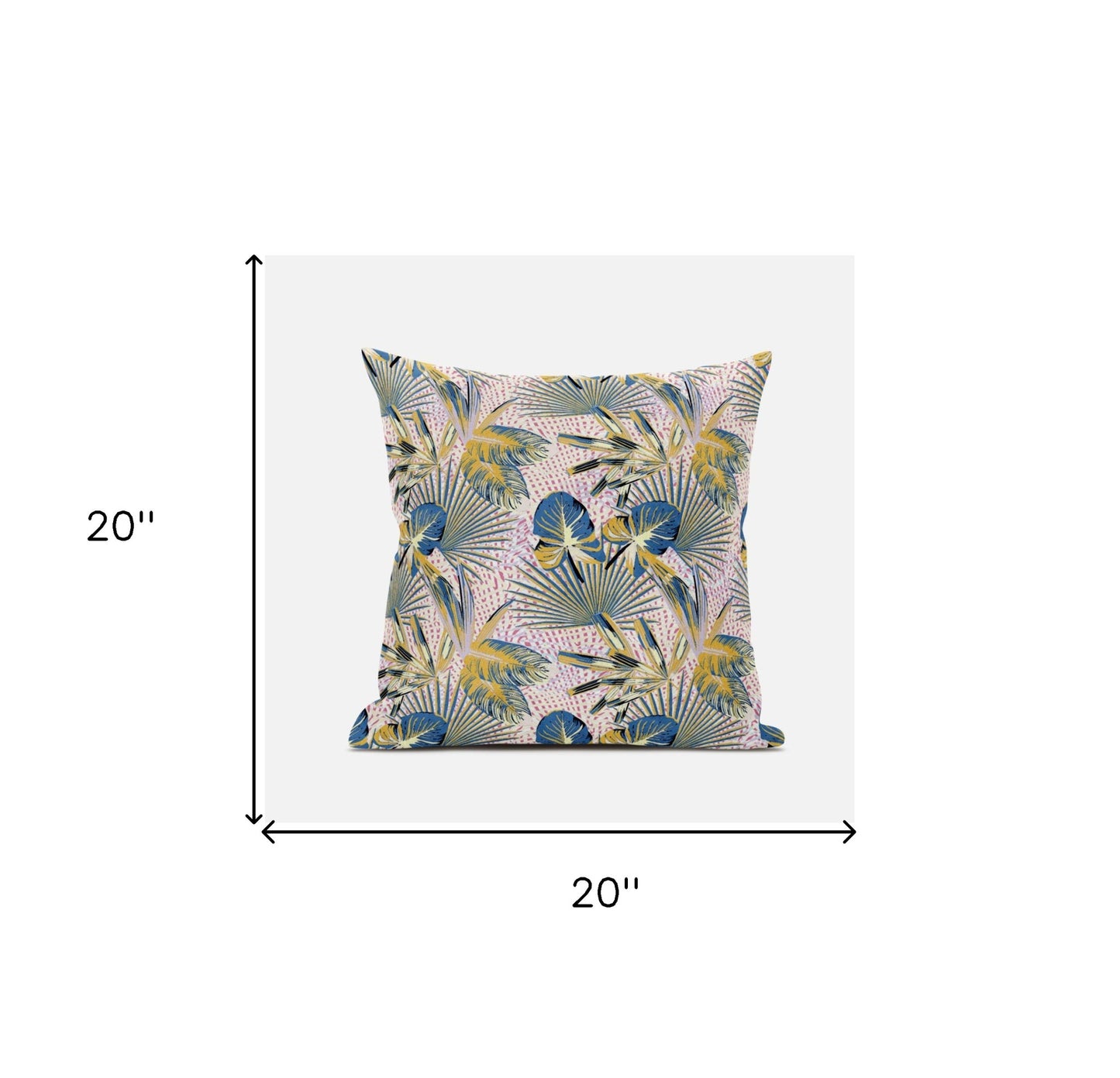 18” Blue Gold Tropical Suede Throw Pillow