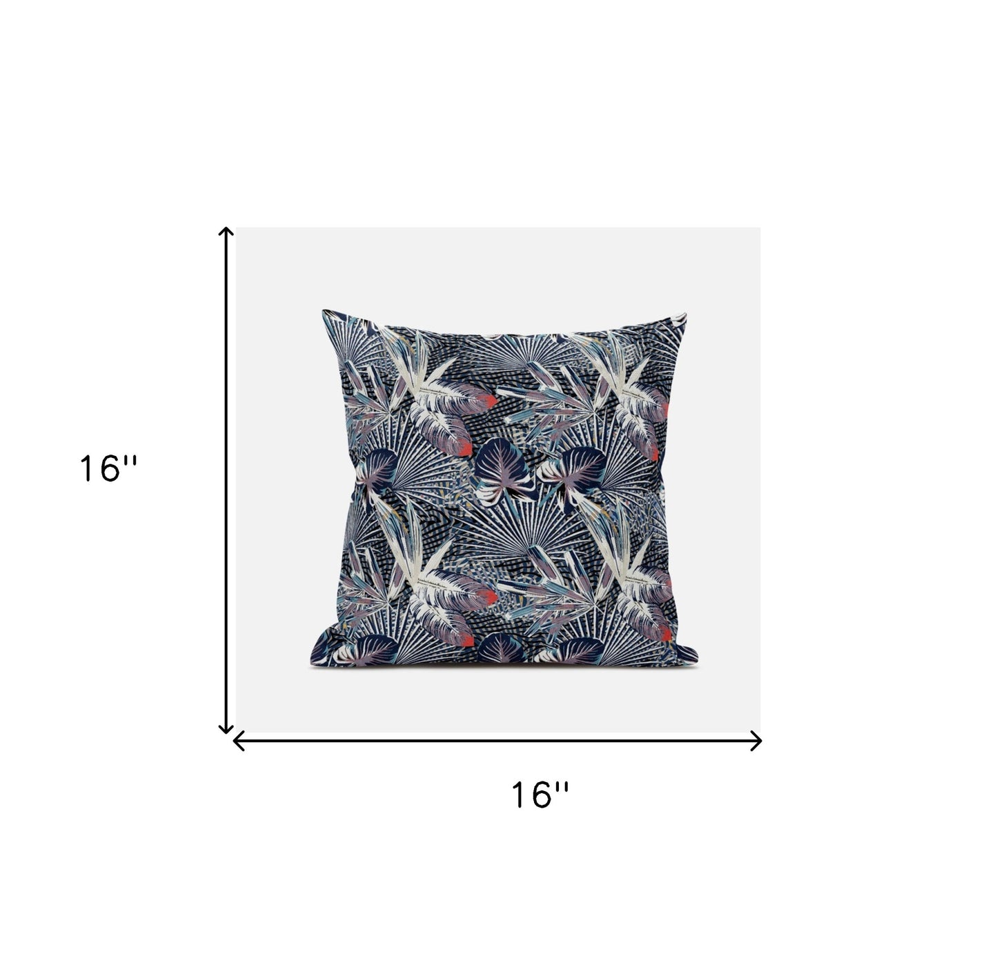 16” Purple Indigo Tropical Suede Throw Pillow