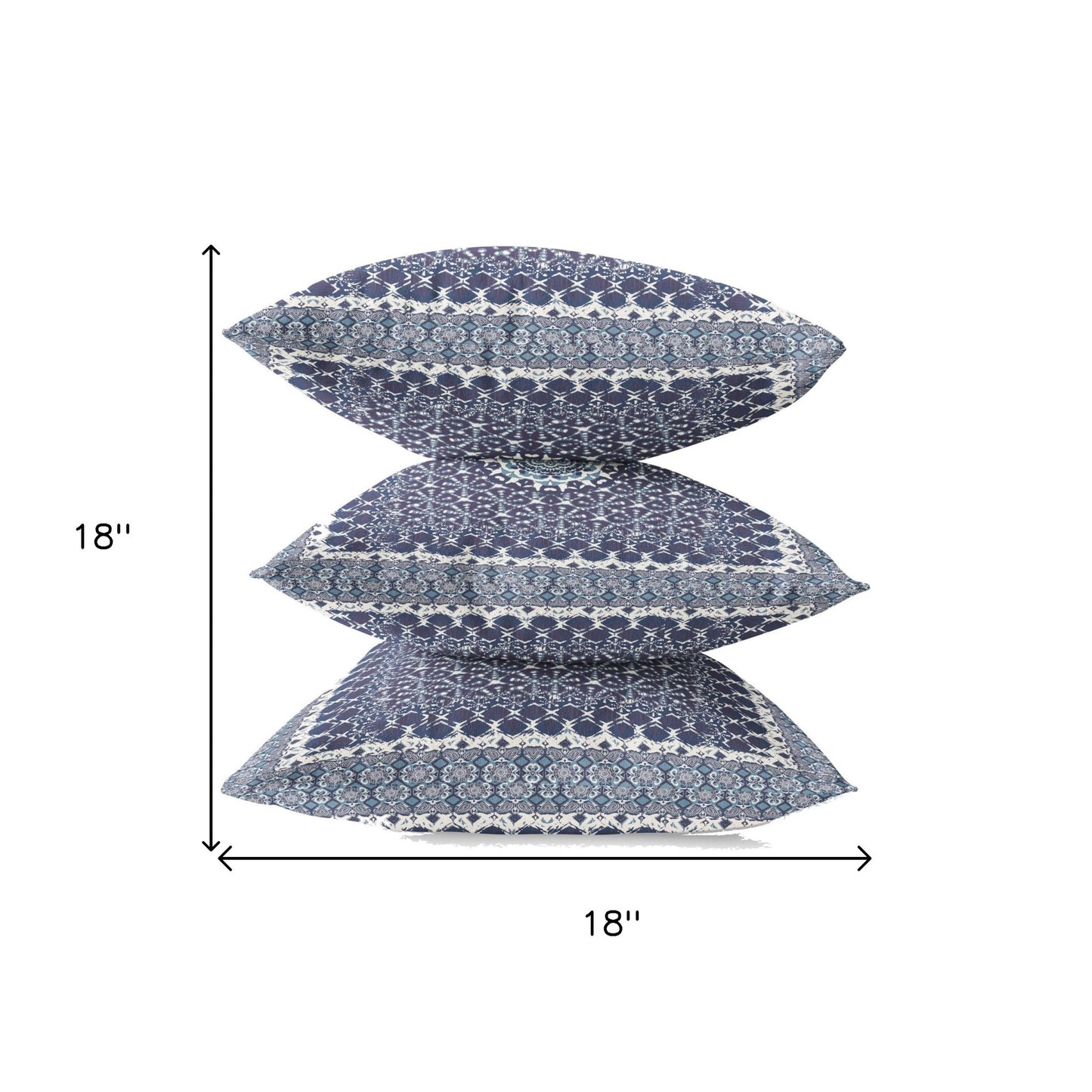 18” Indigo Blue Holy Floral Suede Throw Pillow