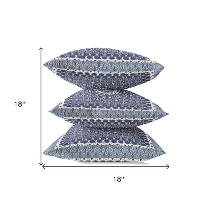 18” Indigo Blue Holy Floral Suede Throw Pillow