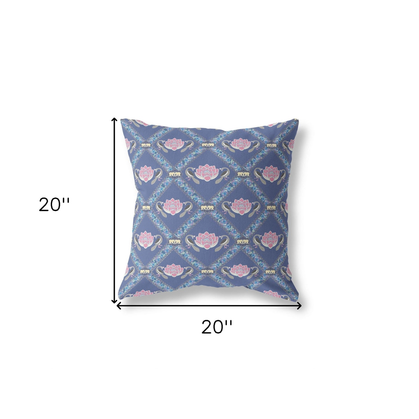 18" X 18" Purple Blue Pink Lotus Floral Blown Seam Suede Throw Pillow