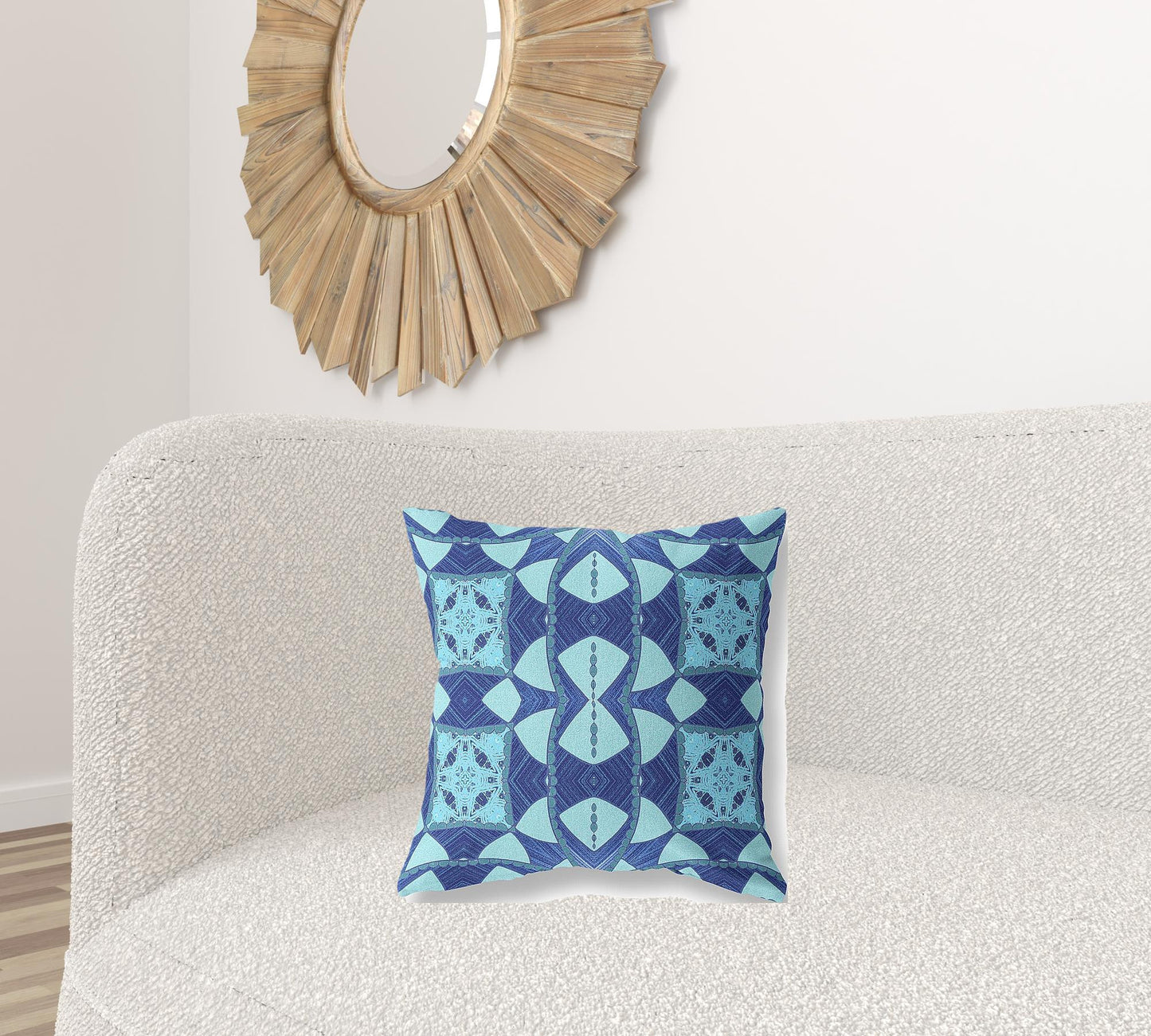 18" Sky Blue Cosmic Circle Boho Suede Throw Pillow